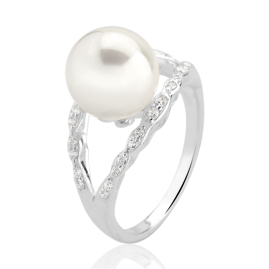 Shell Pearl with Curbic Zirconia  Ring