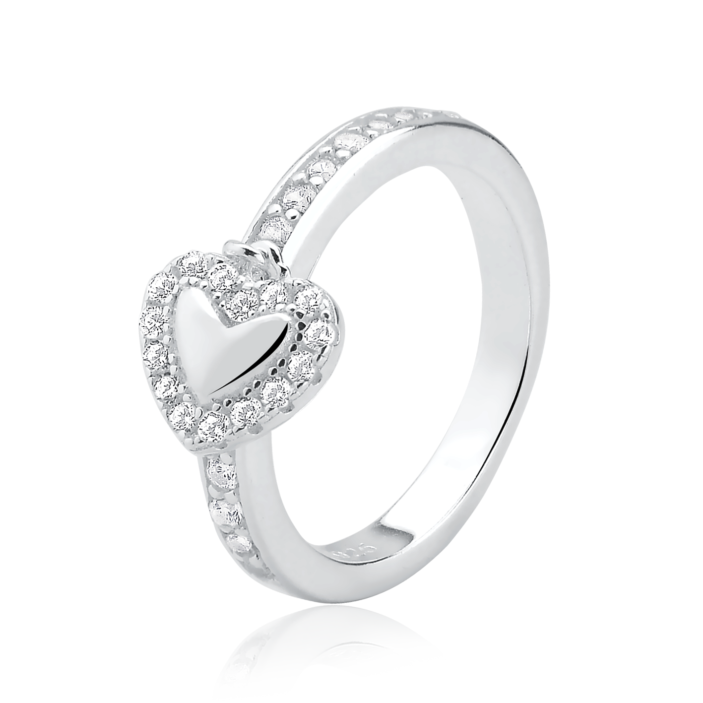 Band with Plain Heart Pendant Ring