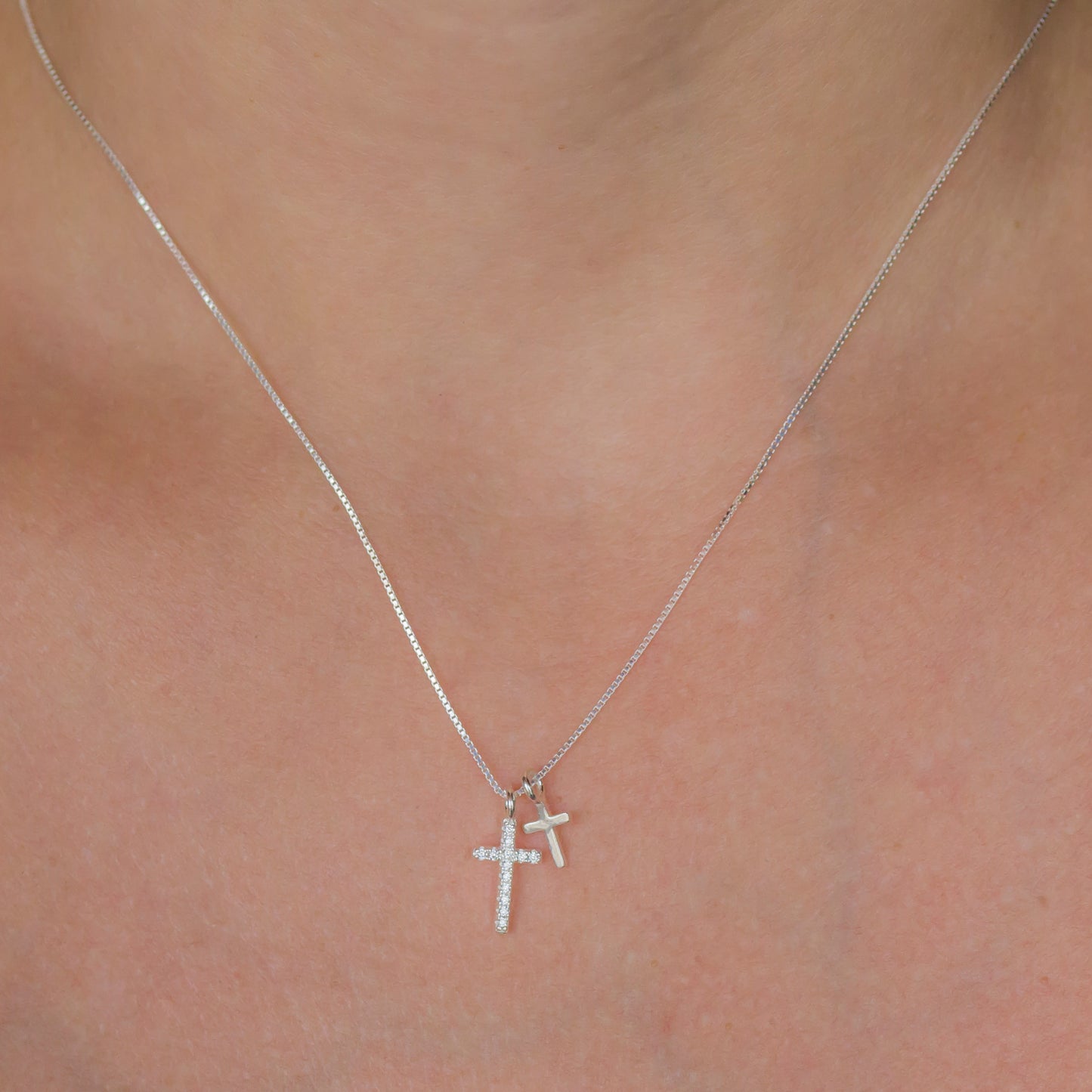 Double Cross Necklace in 925 Silver