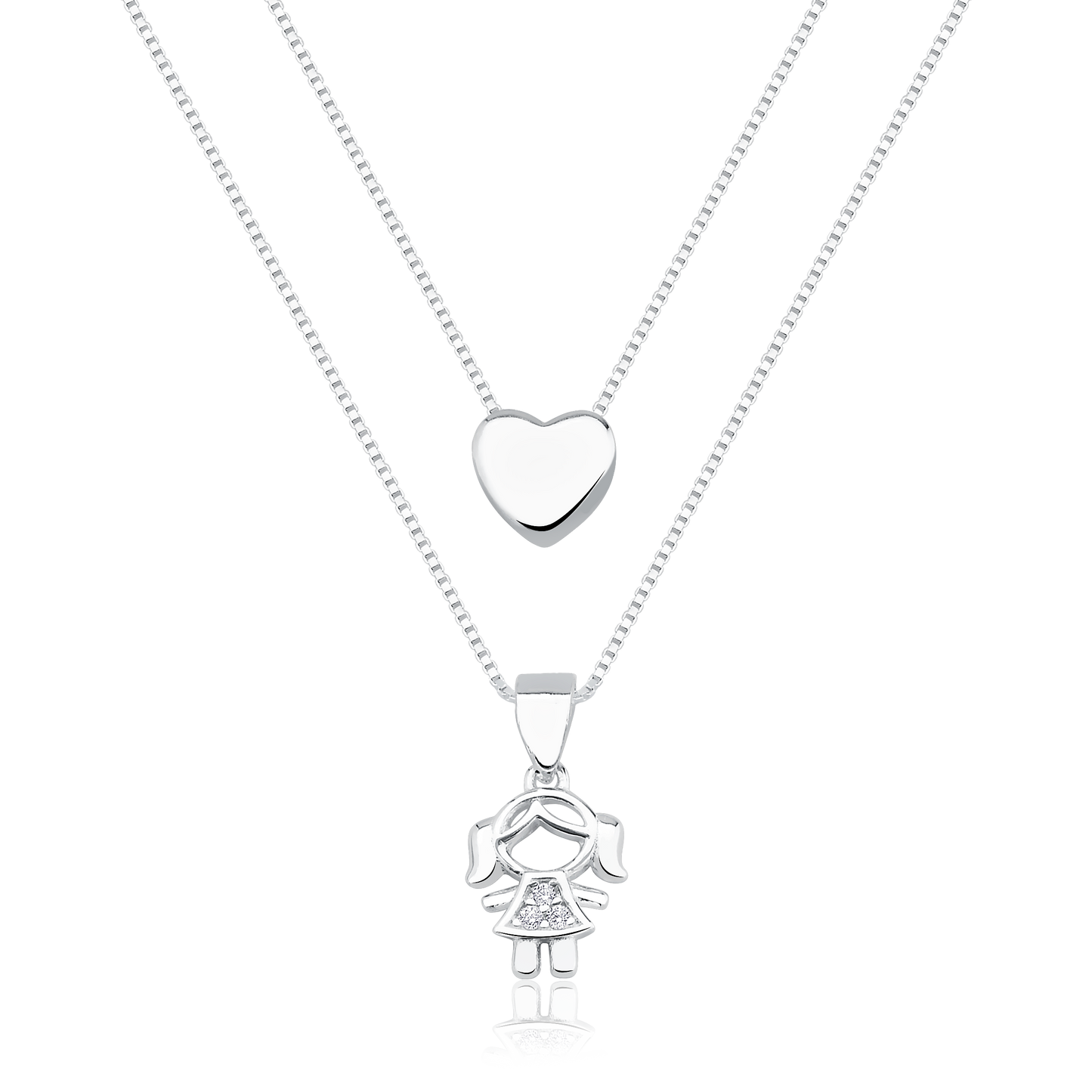 Heart & Girl Double Necklace