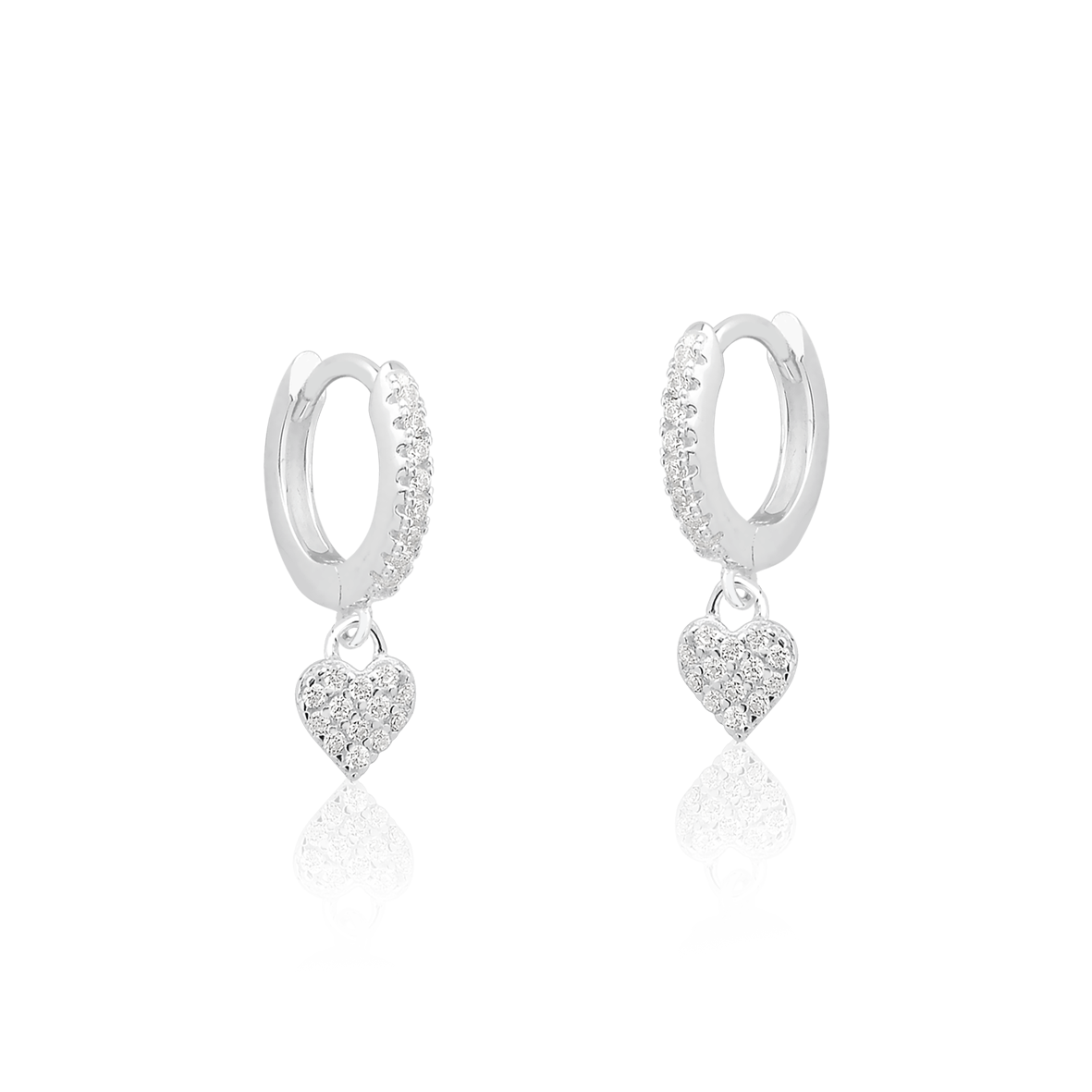 Mini Hoop Earrings with Heart Pendant